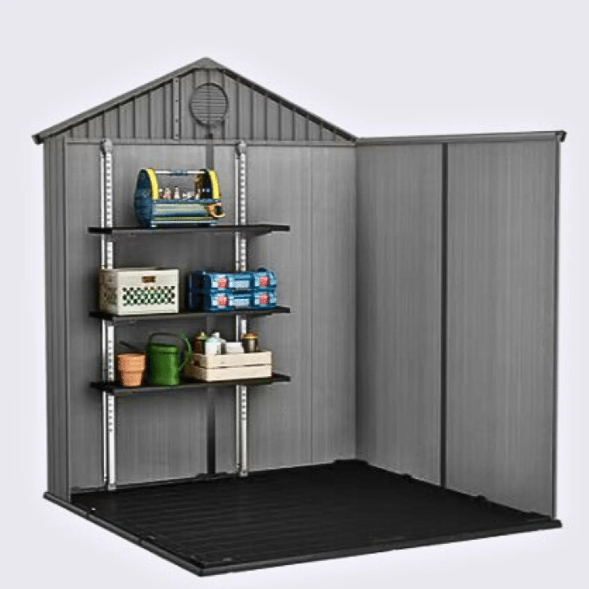 PRE ORDER: AUG. - Keter Darwin 6x6 Garden Shed - Grey (1.9 x 1.8m) - Image 3