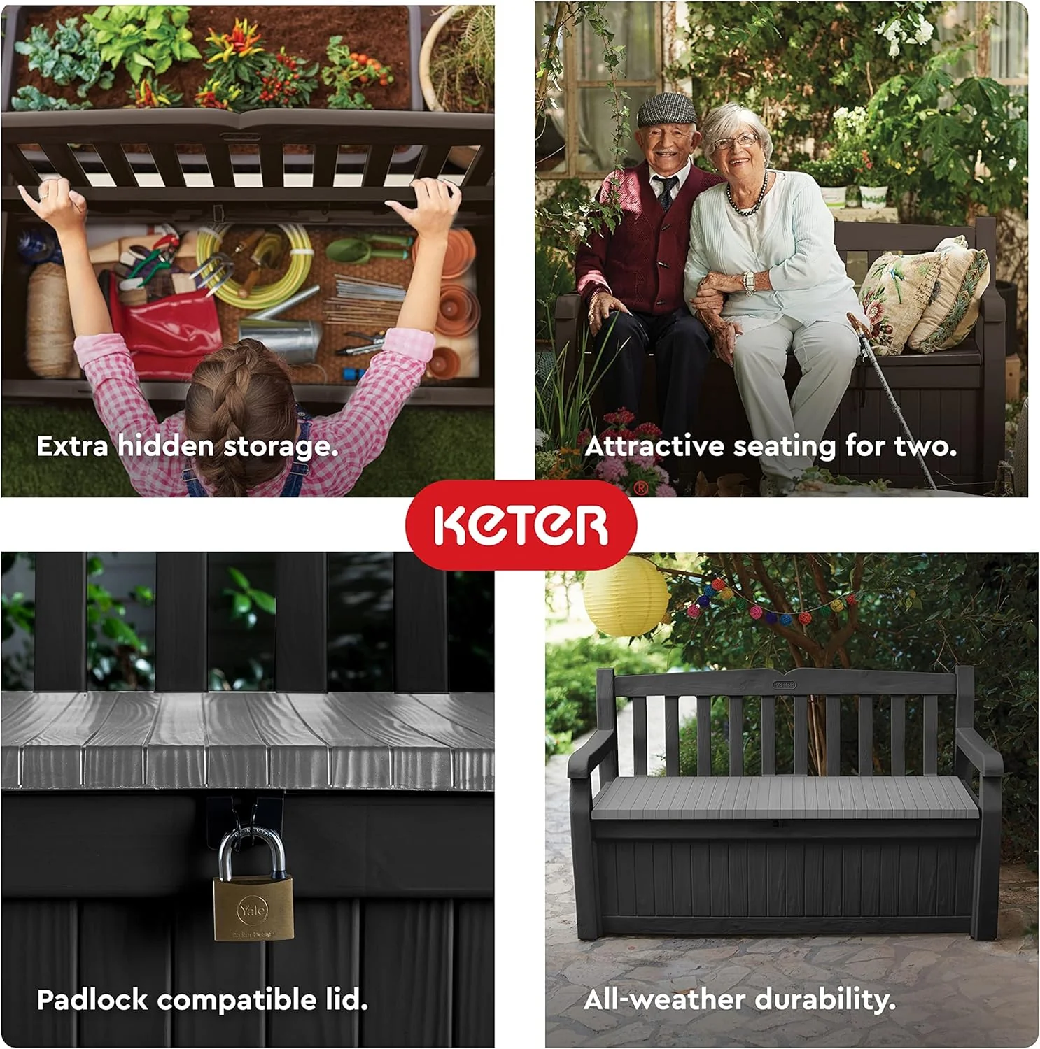 PRE ORDER: AUG. - Keter Eden 265L Storage Bench- Dark Grey - Image 8