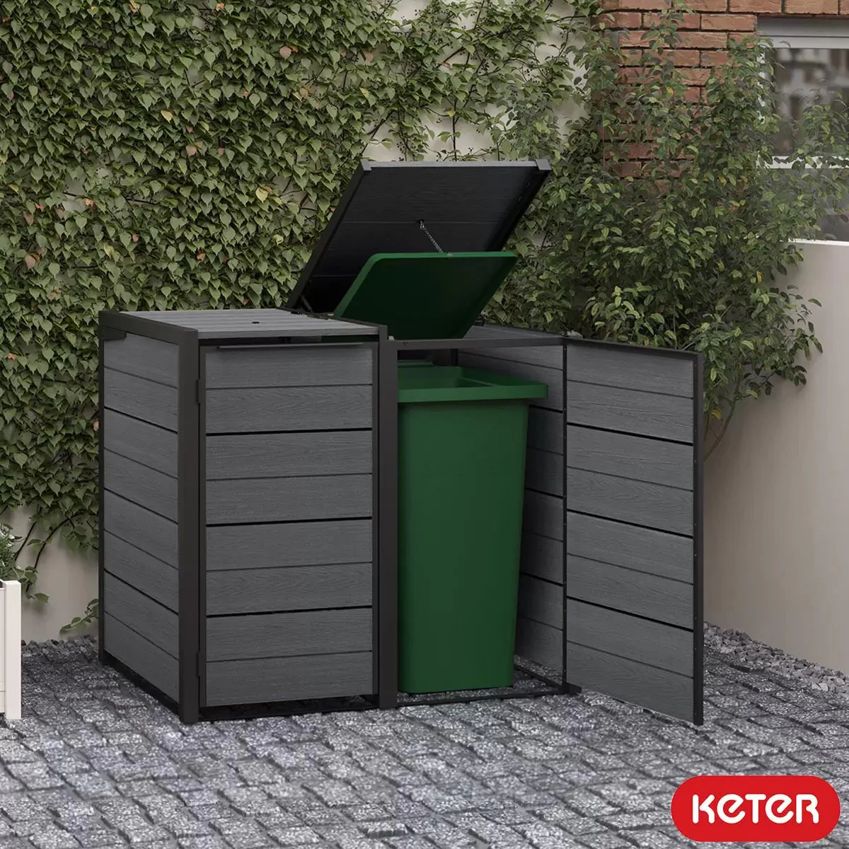 PRE ORDER: JUNE. - Keter  Hideaway - 2 Bin (Grey) - Image 6