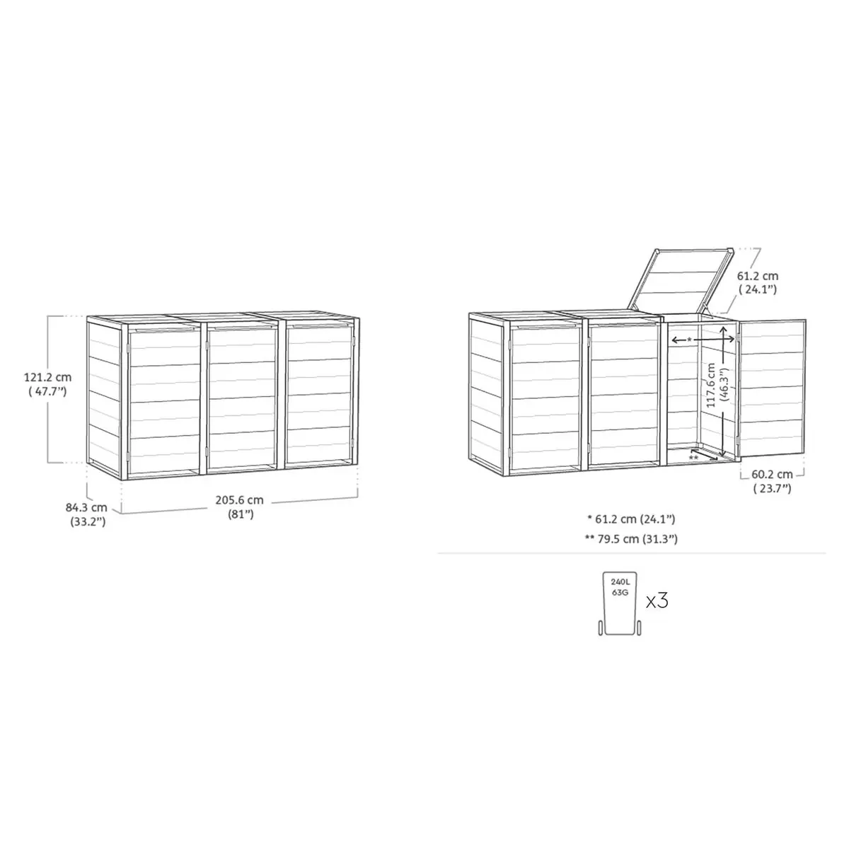 PRE ORDER: JUNE. - Keter Hideaway - 3 Bin (Grey) - Image 2