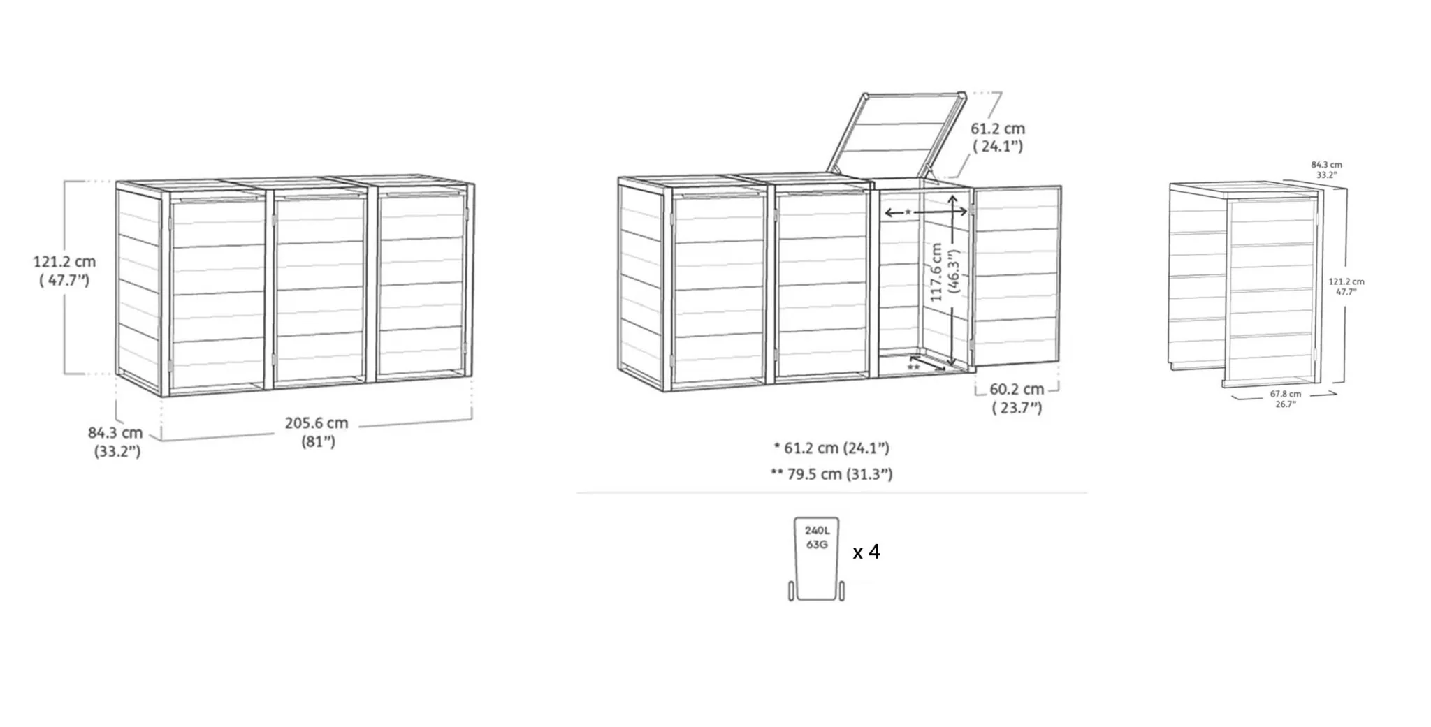 PRE ORDER: JUNE. - Keter Hideaway - 4 Bin (Grey) - Image 2