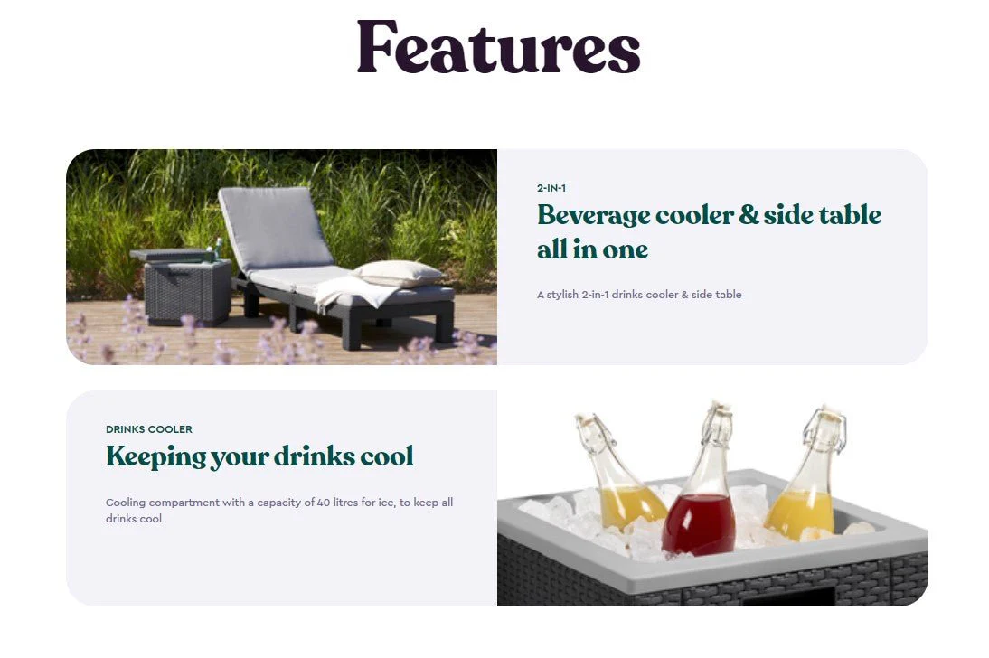 Keter Ice Cube Cooler - Side Table - Graphite/White - Image 4