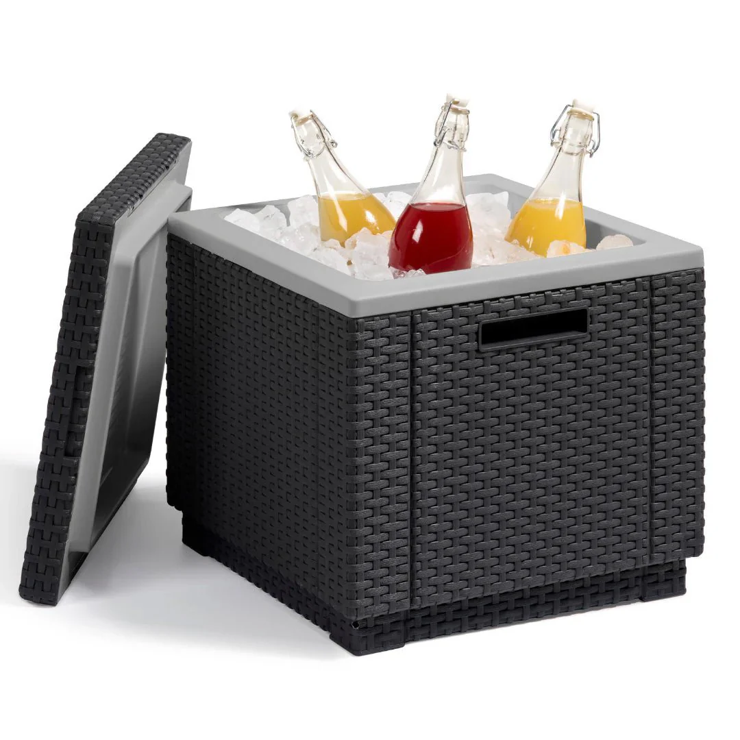 Keter Ice Cube Cooler - Side Table - Graphite/White - Image 5