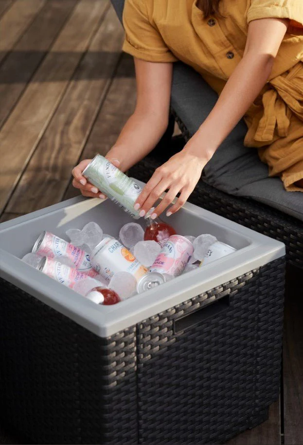 Keter Ice Cube Cooler - Side Table - Graphite/White - Image 6
