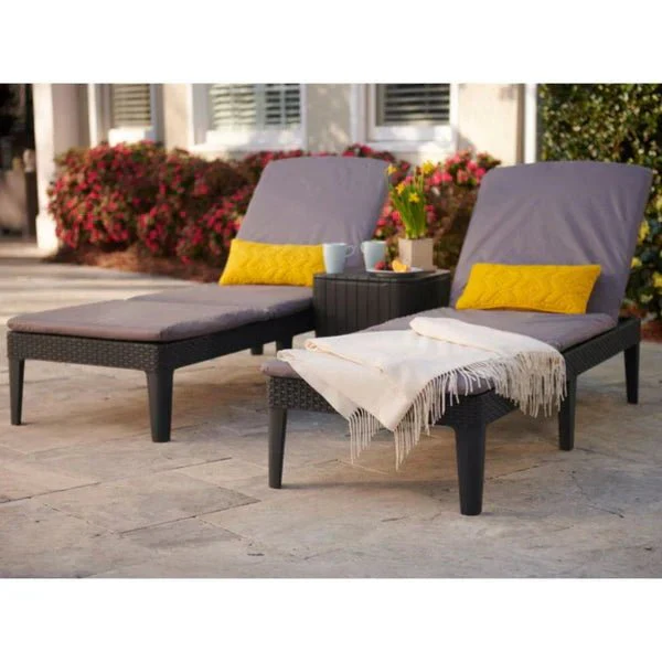 Keter Jaipur Outdoor Sun Lounger with Cushion - 2 Pack - Image 4