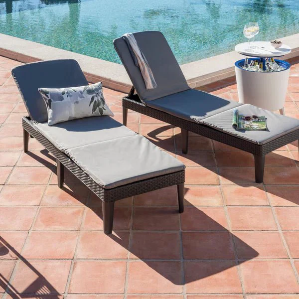 Keter Jaipur Outdoor Sun Lounger with Cushion - 2 Pack - Image 6