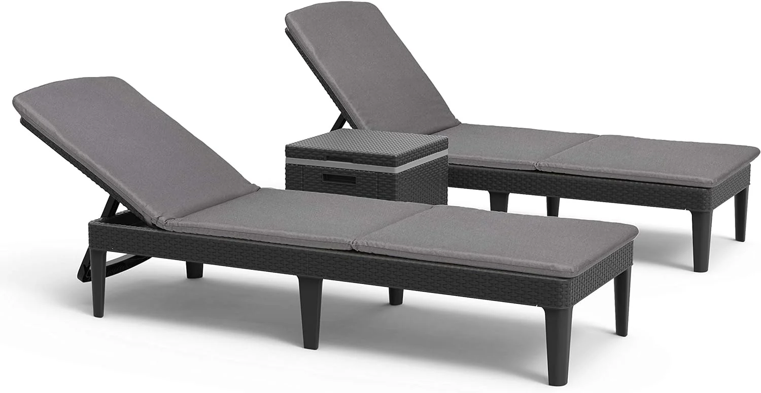 Keter Jaipur Outdoor Sun Lounger with Cushion - 2 Pack - Image 7