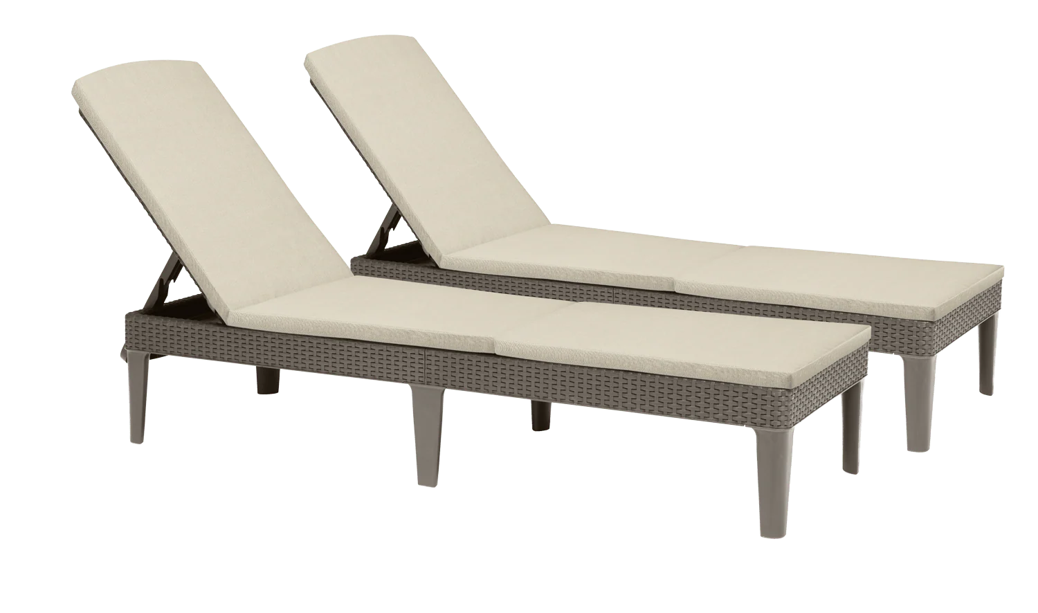 Keter Jaipur Outdoor Sun Lounger with Cushion - Cappuccino - 2 Pack