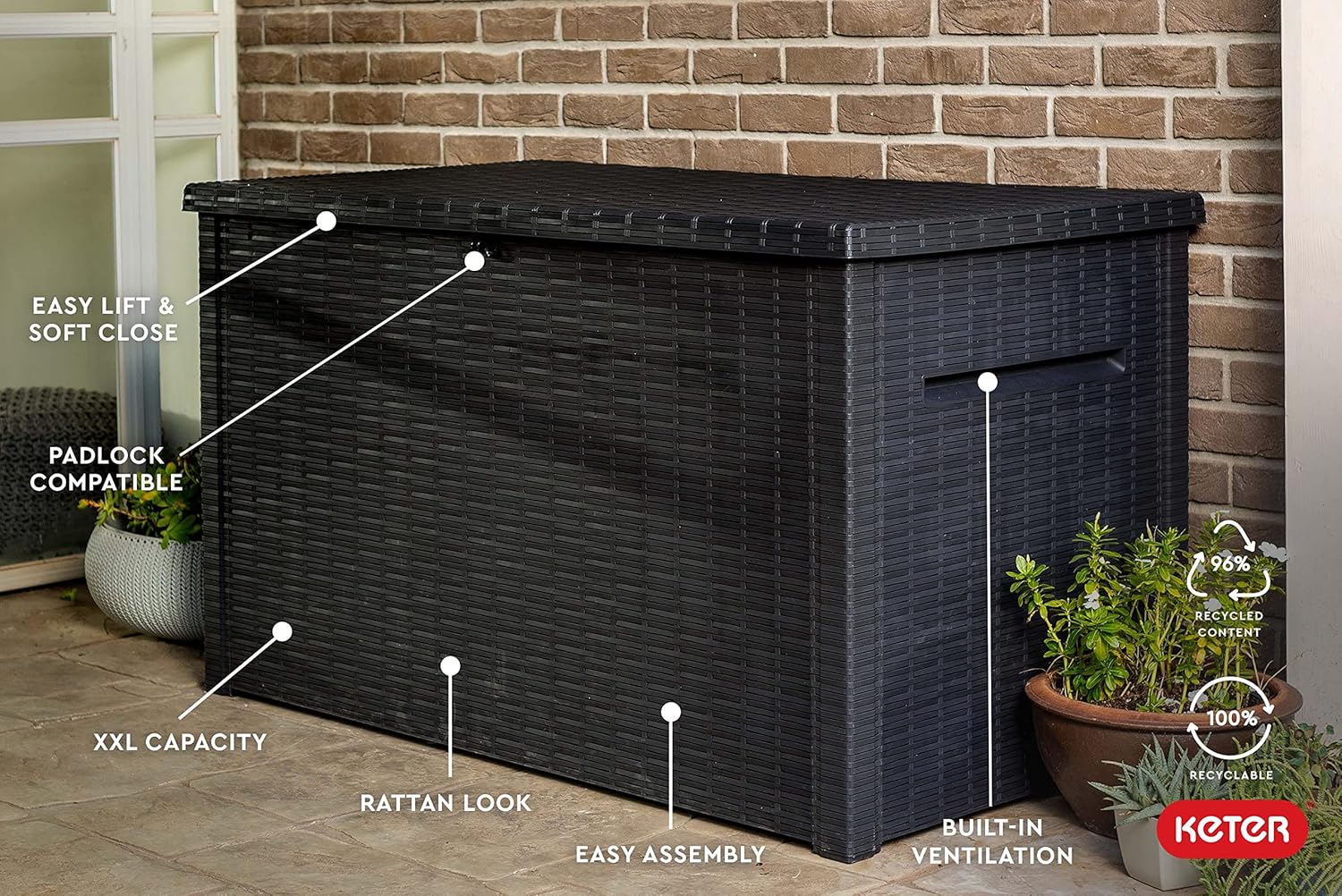 Keter Java 870L Outdoor Storage Box - Anthracite - Image 6