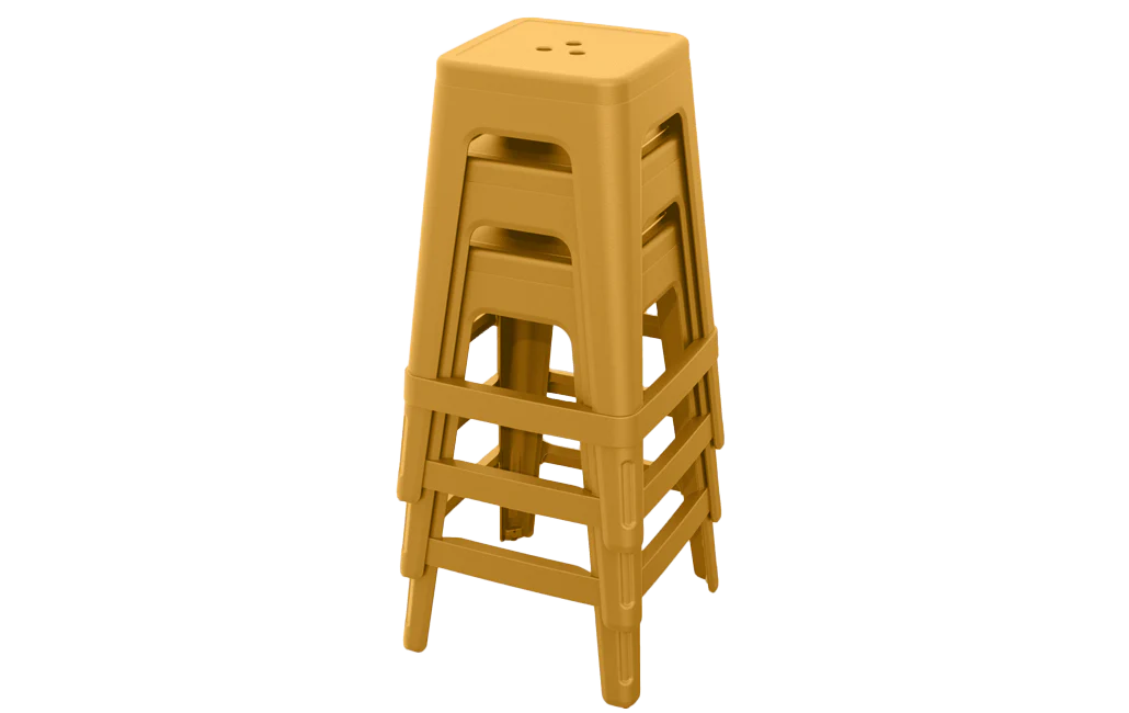 Keter Lucca Indoor/Outdoor Bar Stool - Amber Yellow-4 Pack - Image 3