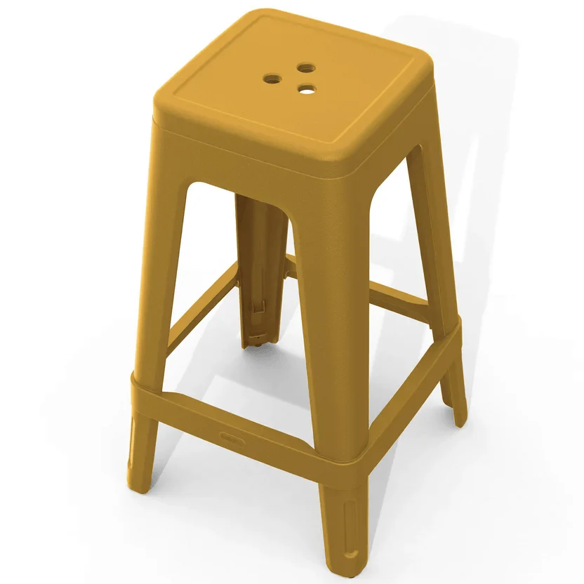Keter Lucca Indoor/Outdoor Bar Stool - Amber Yellow-4 Pack - Image 5