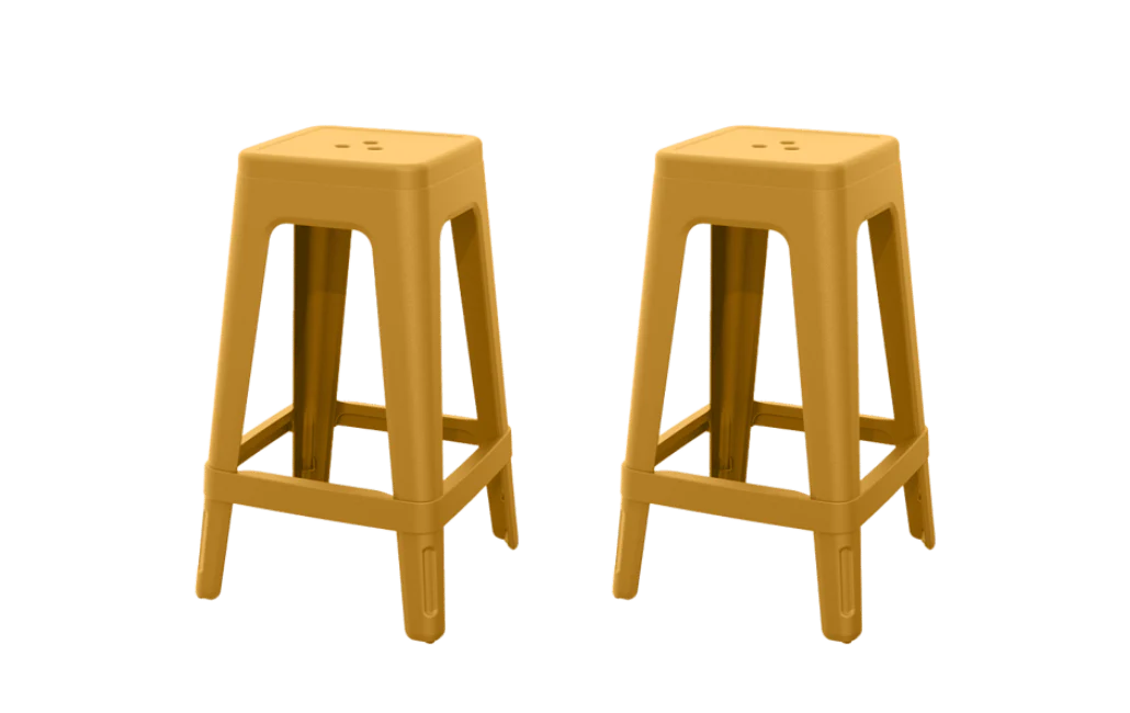 Keter Lucca Indoor/Outdoor Bar Stool - Amber Yellow-4 Pack - Image 6