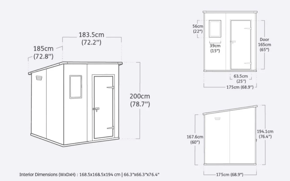 PRE ORDER: MAY. - Keter Manor Pent 6x6 Garden Shed - Grey (1.8 x 1.8m) - Image 2