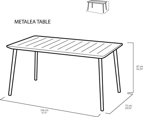 Keter Metalea Metal Look Dining Table : Black - Image 2