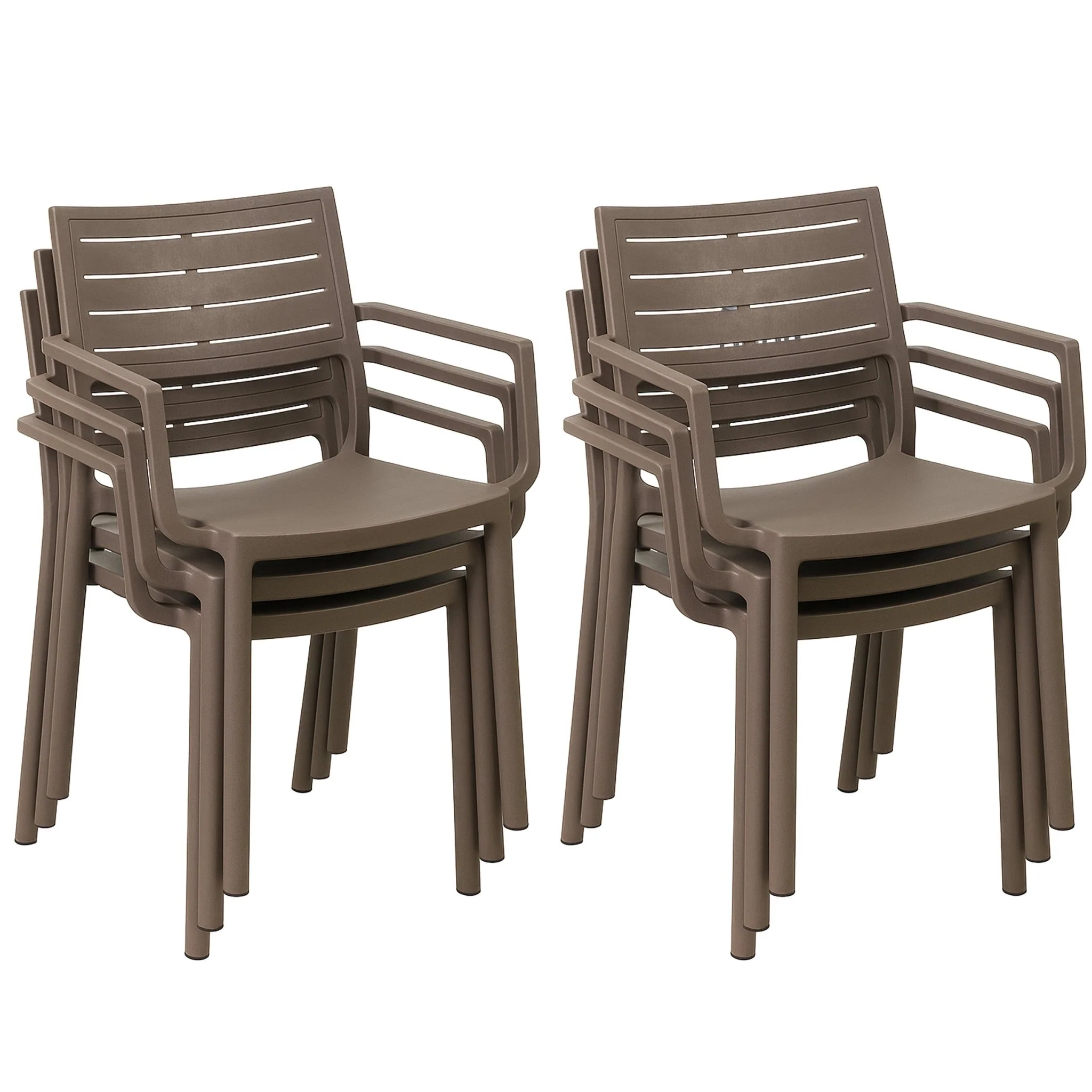 PRE ORDER: SEP. - Keter Metaline Metal Look Dining Chair: Cappuccino- 6 Pack - Image 3