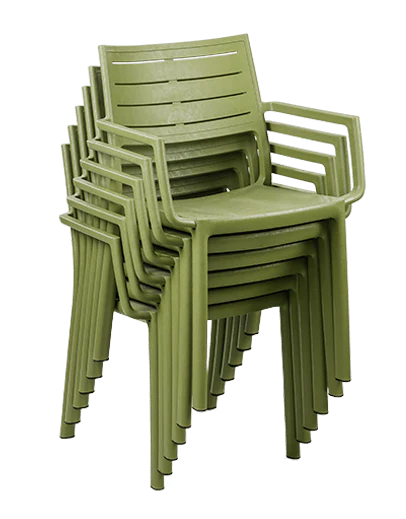 PRE ORDER: SEP. - Keter Metaline Metal Look Dining Chair: Green - 6 Pack