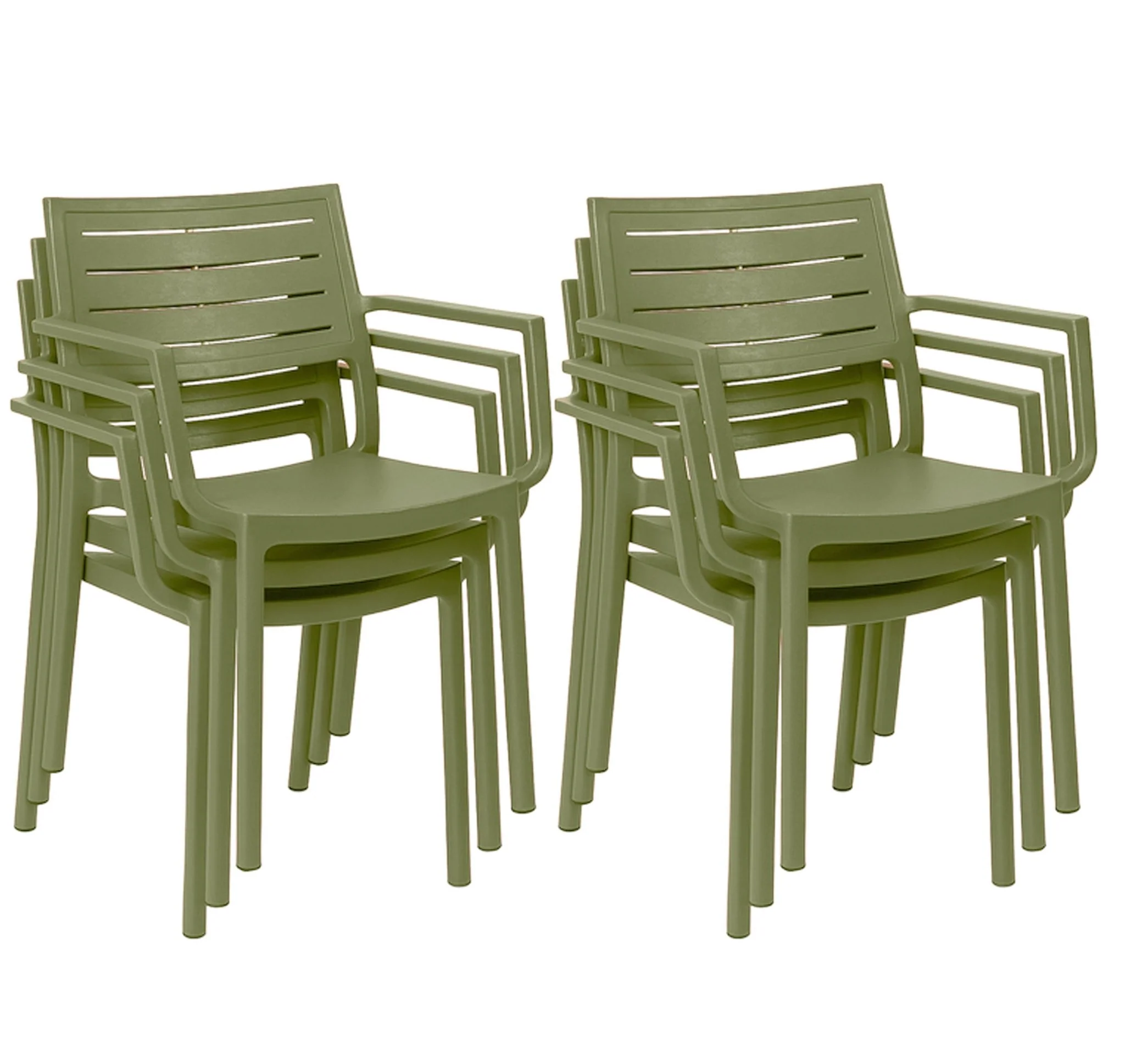 PRE ORDER: SEP. - Keter Metaline Metal Look Dining Chair: Green - 6 Pack - Image 3