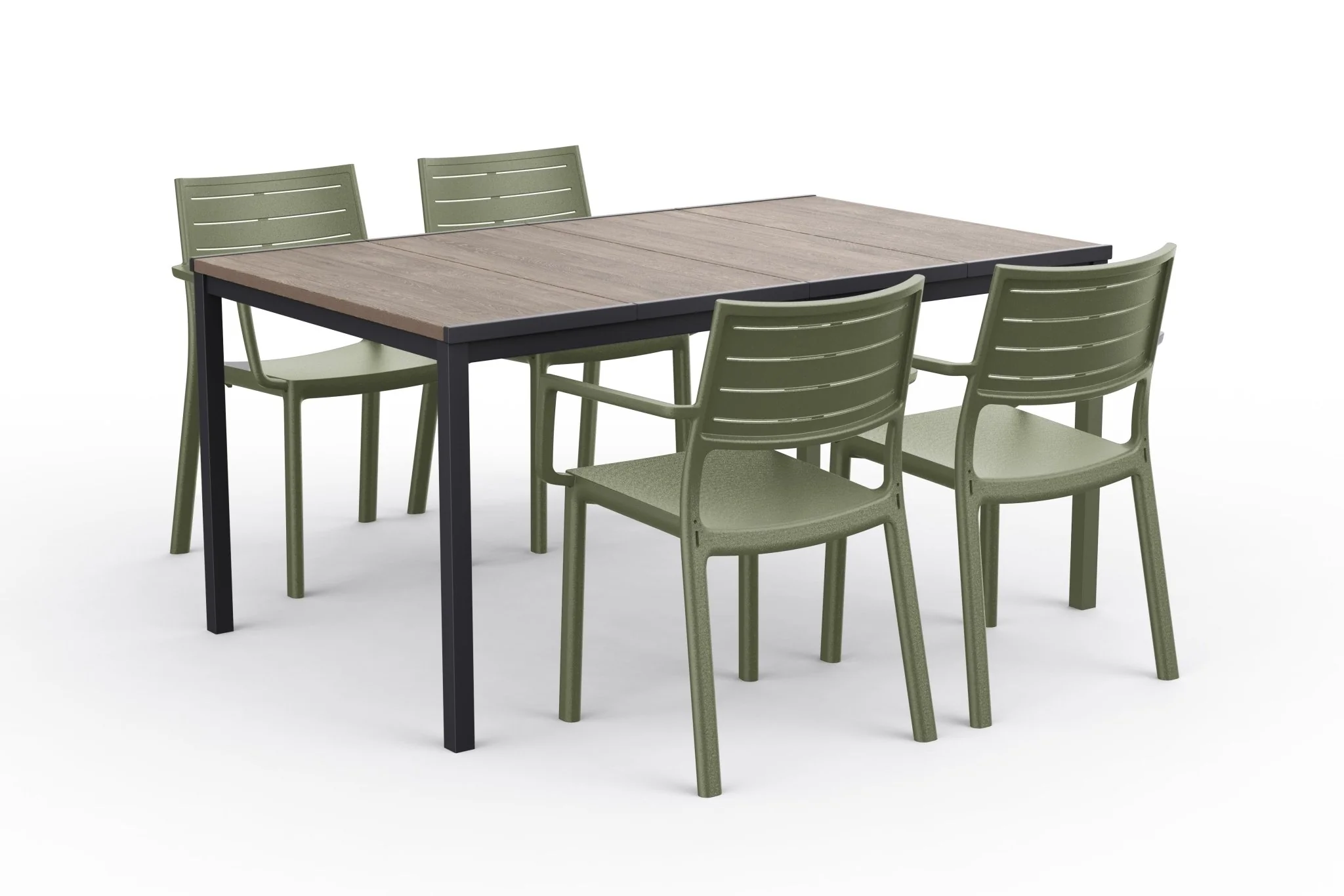 PRE ORDER: SEP. - Keter Metaline Metal Look Dining Chair: Green - 6 Pack - Image 5