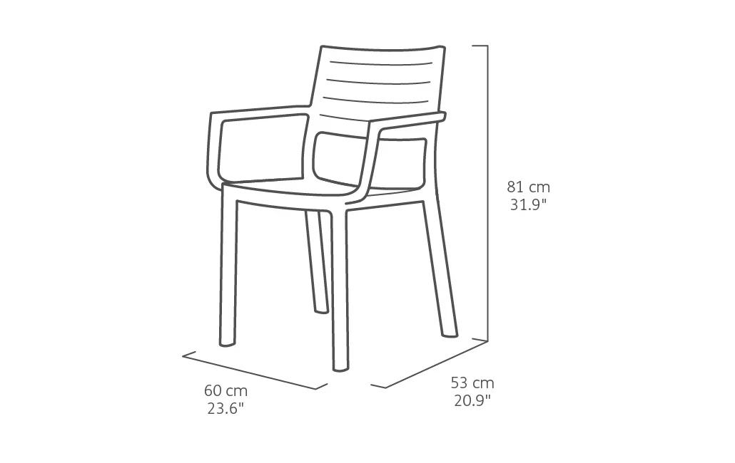 PRE ORDER: SEP. - Keter Metaline Metal Look Dining Chair: Terracotta - 6 Pack - Image 2