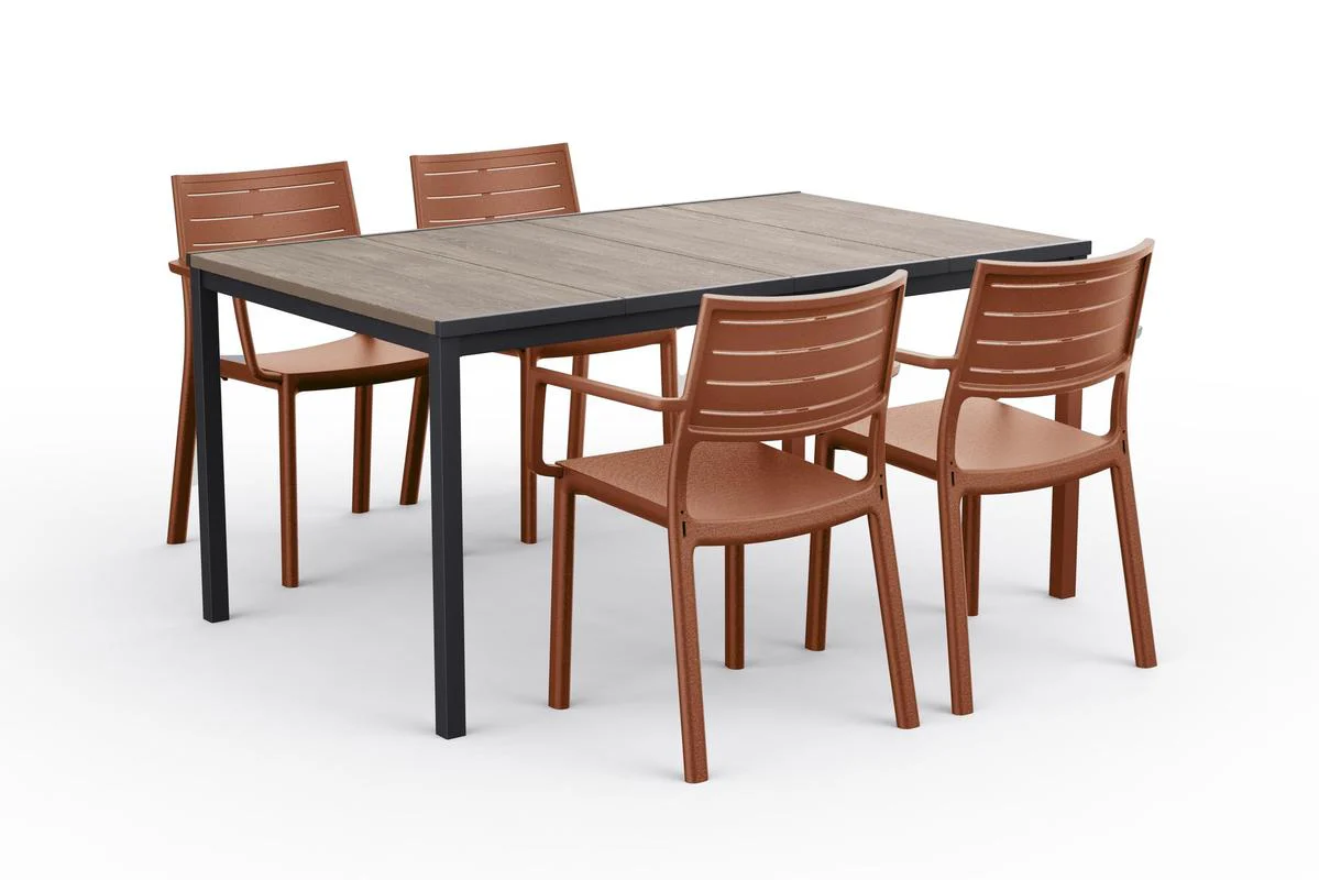 PRE ORDER: SEP. - Keter Metaline Metal Look Dining Chair: Terracotta - 6 Pack - Image 3