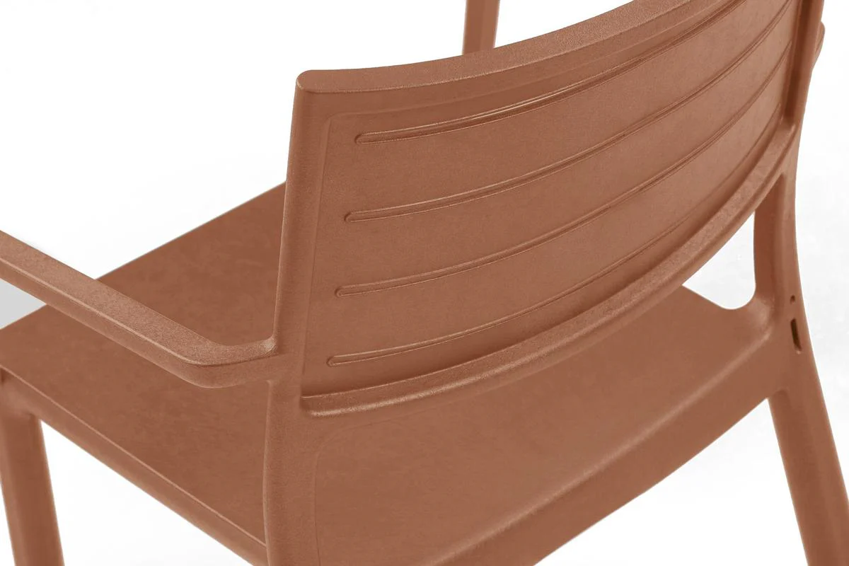 PRE ORDER: SEP. - Keter Metaline Metal Look Dining Chair: Terracotta - 6 Pack - Image 7
