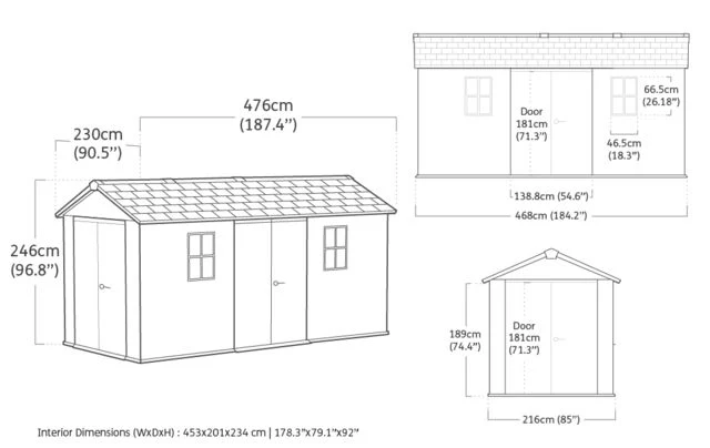 PRE ORDER: JUNE. - Keter Newton Plus Double Door Shed 7.5x15 (2.3 x 4.6m) - Image 2