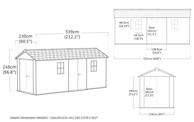 PRE ORDER: JUNE. - Keter Newton Plus Double Door Shed 7.5x17 (2.3 x 5.2m) - Image 2