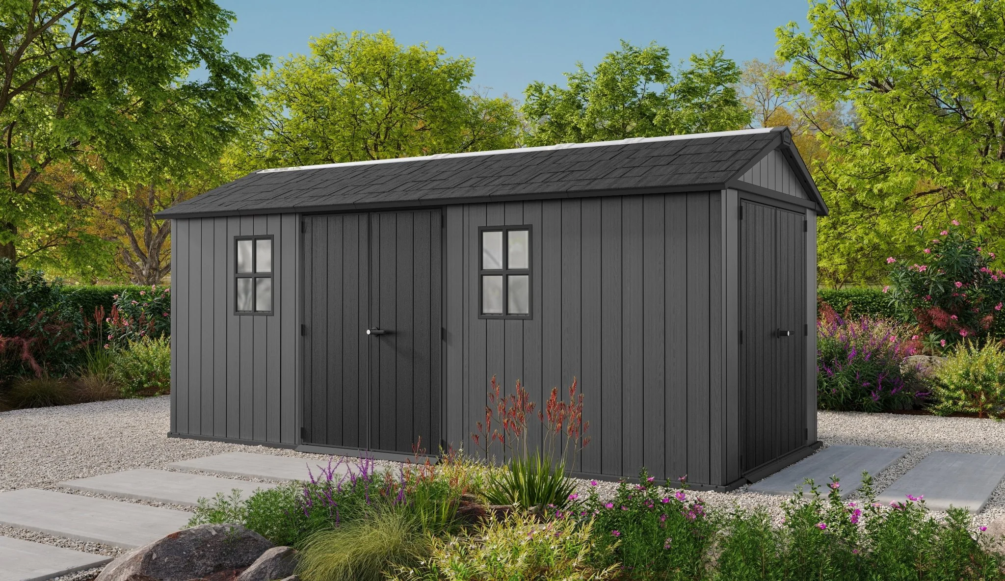 PRE ORDER: JUNE. - Keter Newton Plus Double Door Shed 7.5x17 (2.3 x 5.2m) - Image 8