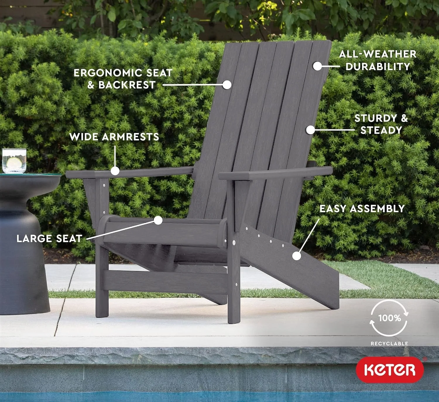 Keter Premium Montauk Adirondack Chair - Slate - Image 5