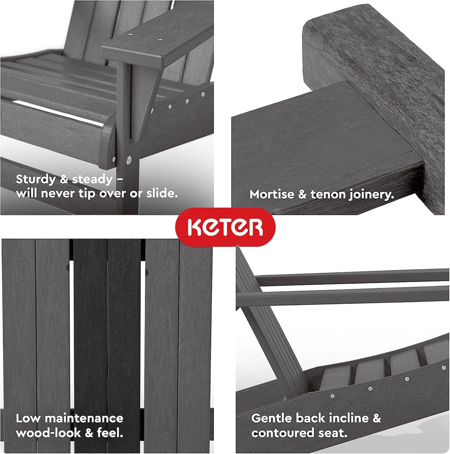 Keter Premium Montauk Adirondack Chair - Slate - Image 8