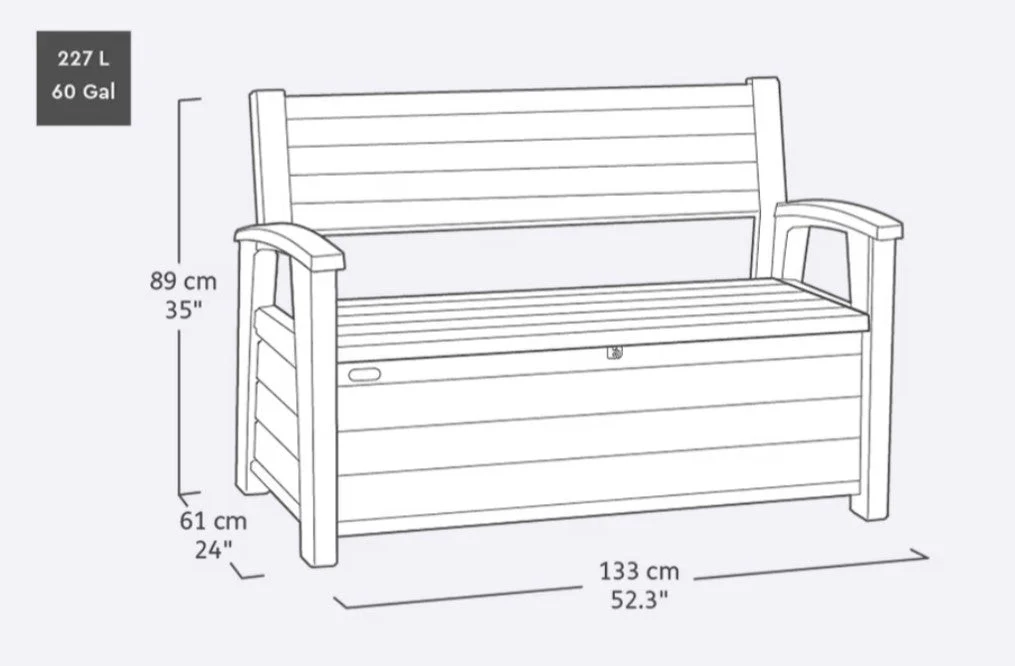 PRE ORDER: MAY. - Keter Signature 227L Storage Bench - Walnut Look - Image 2