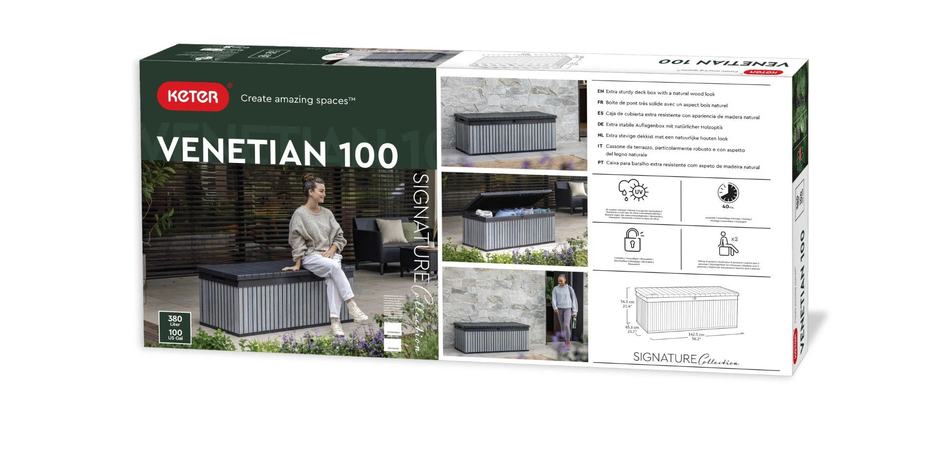 Keter Signature 380L Storage Box - Venetian Grey - Image 9