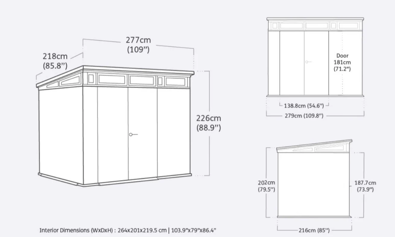 Keter Signature Pent 9x7 Shed - Stormgrey Look (2.8 x 2.2m) - Image 2