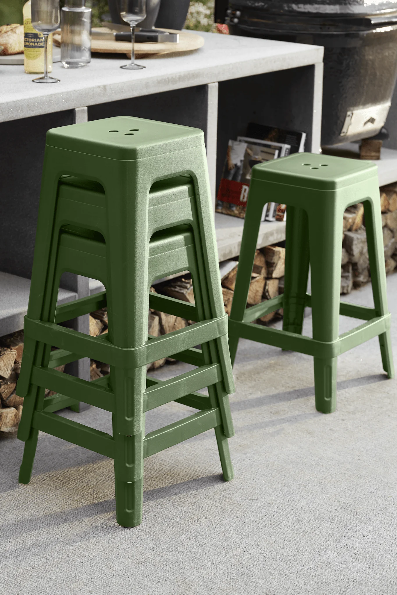 Keter Lucca Indoor/Outdoor Bar Stool - Green- 4 pack - Image 7