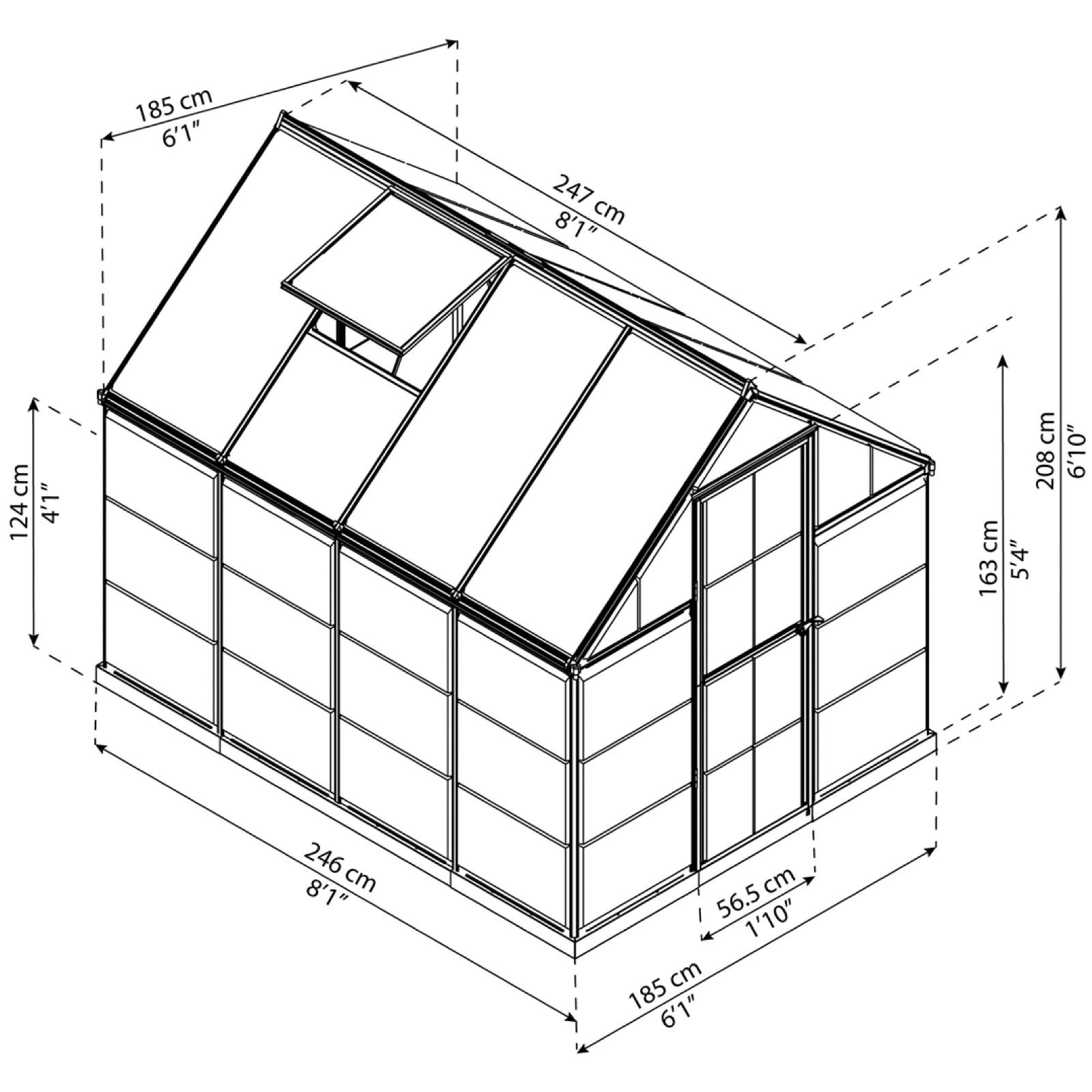 PRE ORDER: APR. - 6' x 8' Hybrid Greenhouse - Grey Frame (1.9m x 2.5m) - Image 4