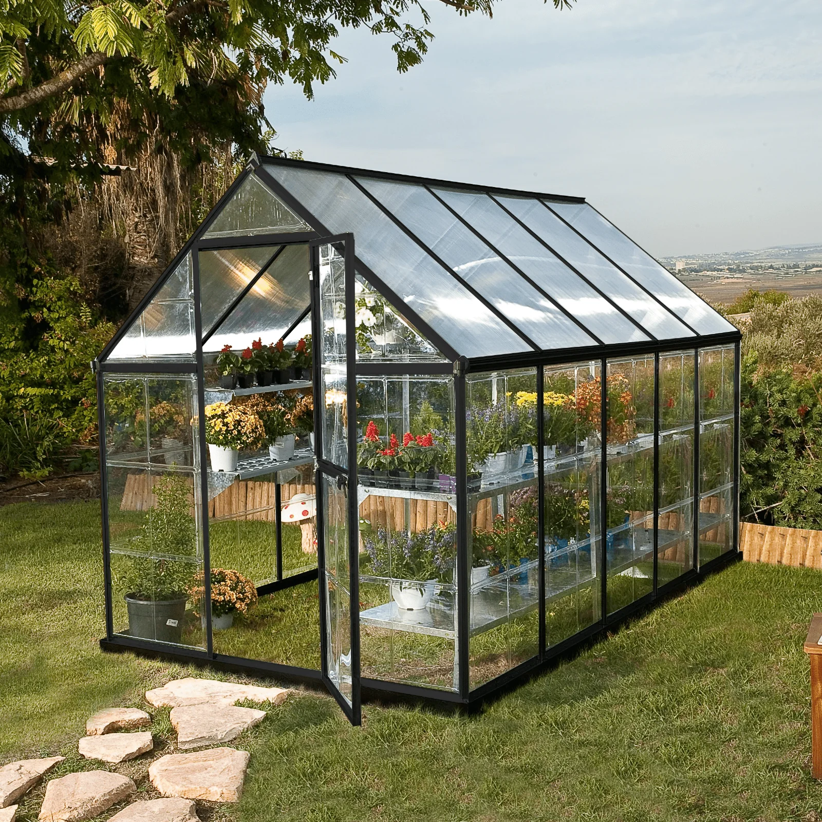 6' x 10' Hybrid Greenhouse - Grey Frame (1.9m x 3.1m) - Image 4