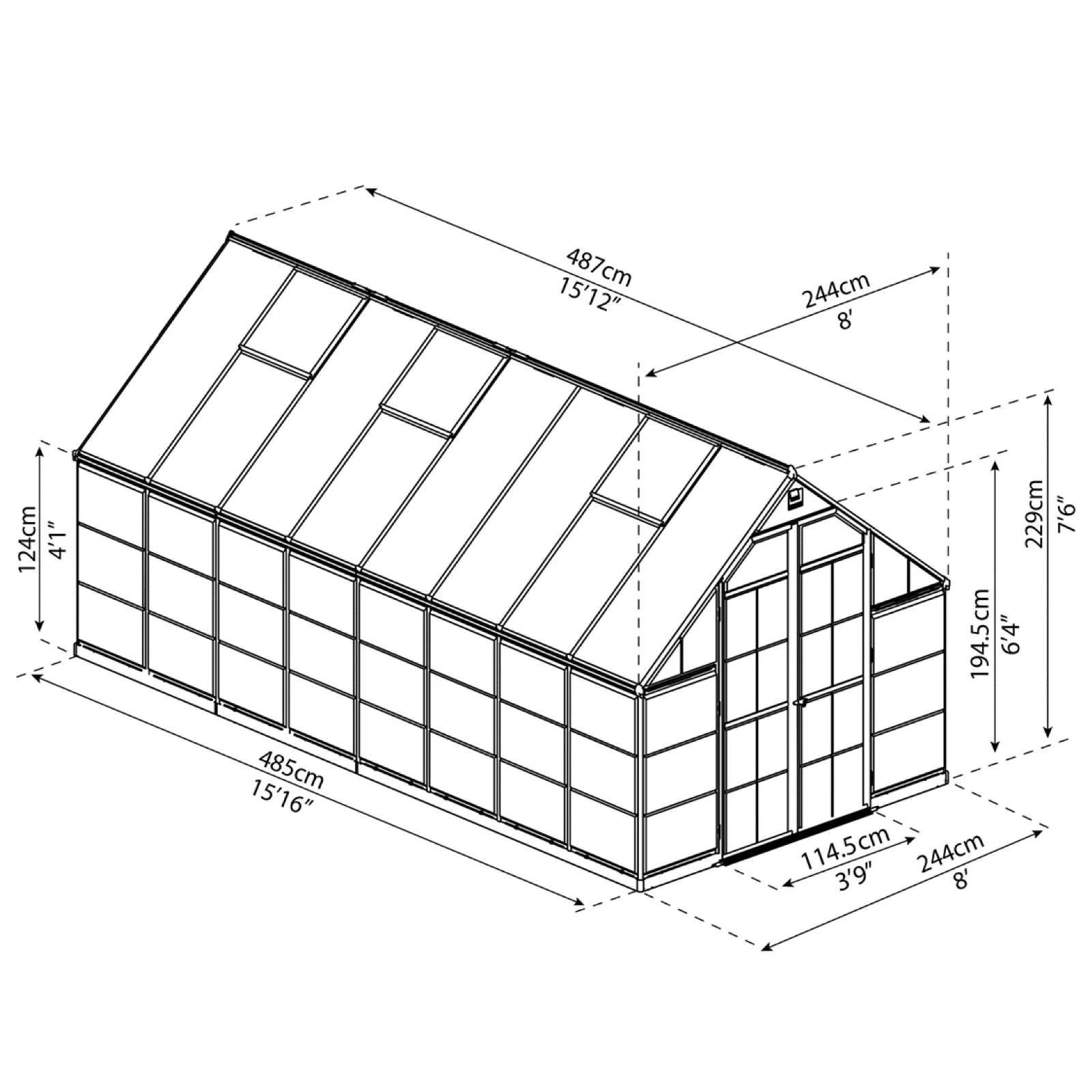 8' x 16' Balance Greenhouse - Grey Frame (2.5m x 4.9m) - Image 3