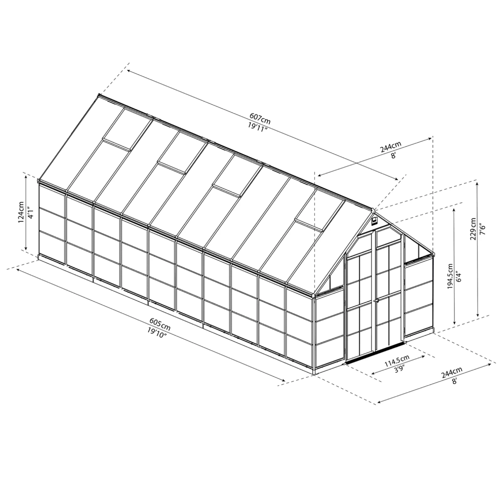 8' x 20' Balance Greenhouse - Grey Frame (2.5m x 6.1m) - Image 3