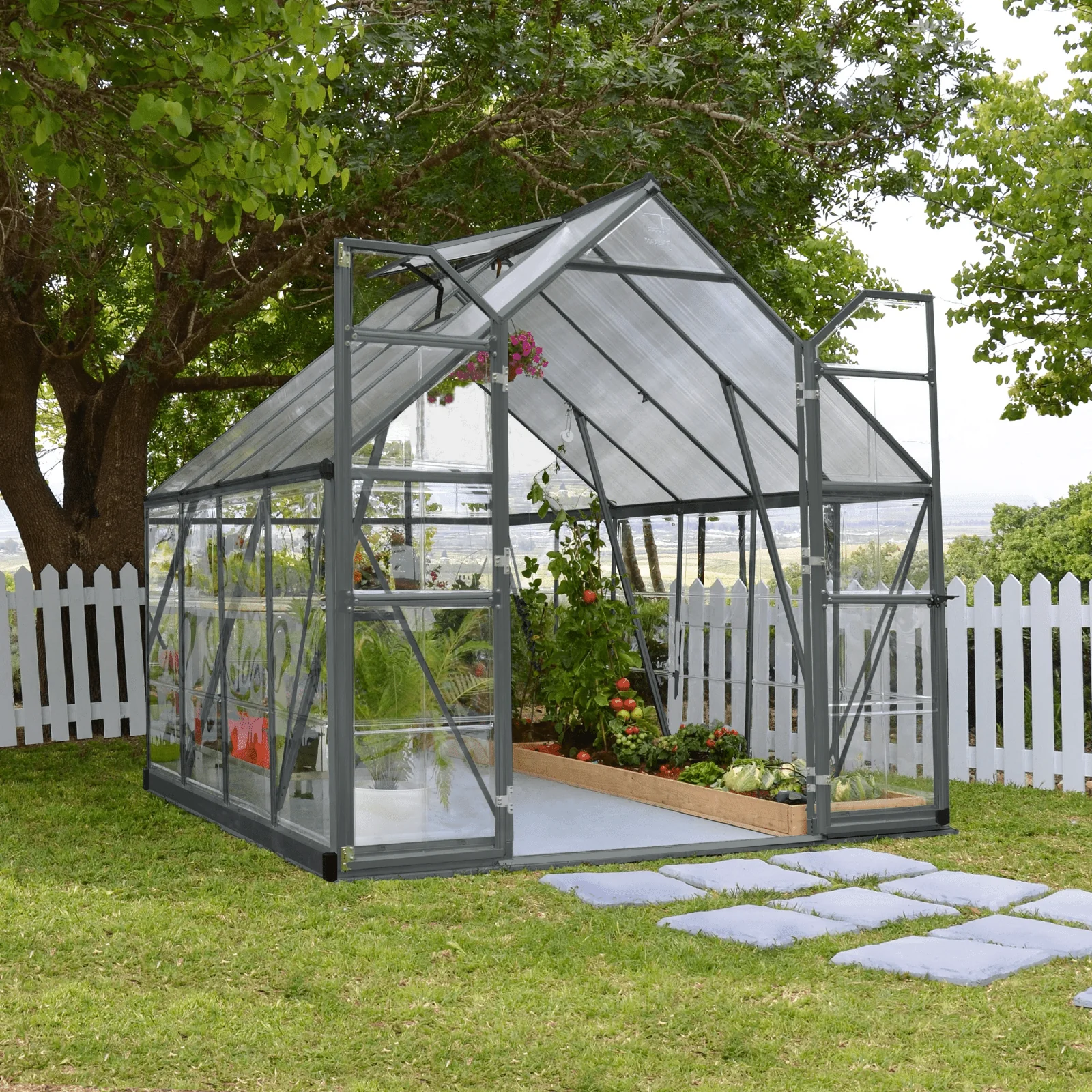 8' x 8' Balance Greenhouse - Grey Frame (2.5m x 2.5m) - Image 2