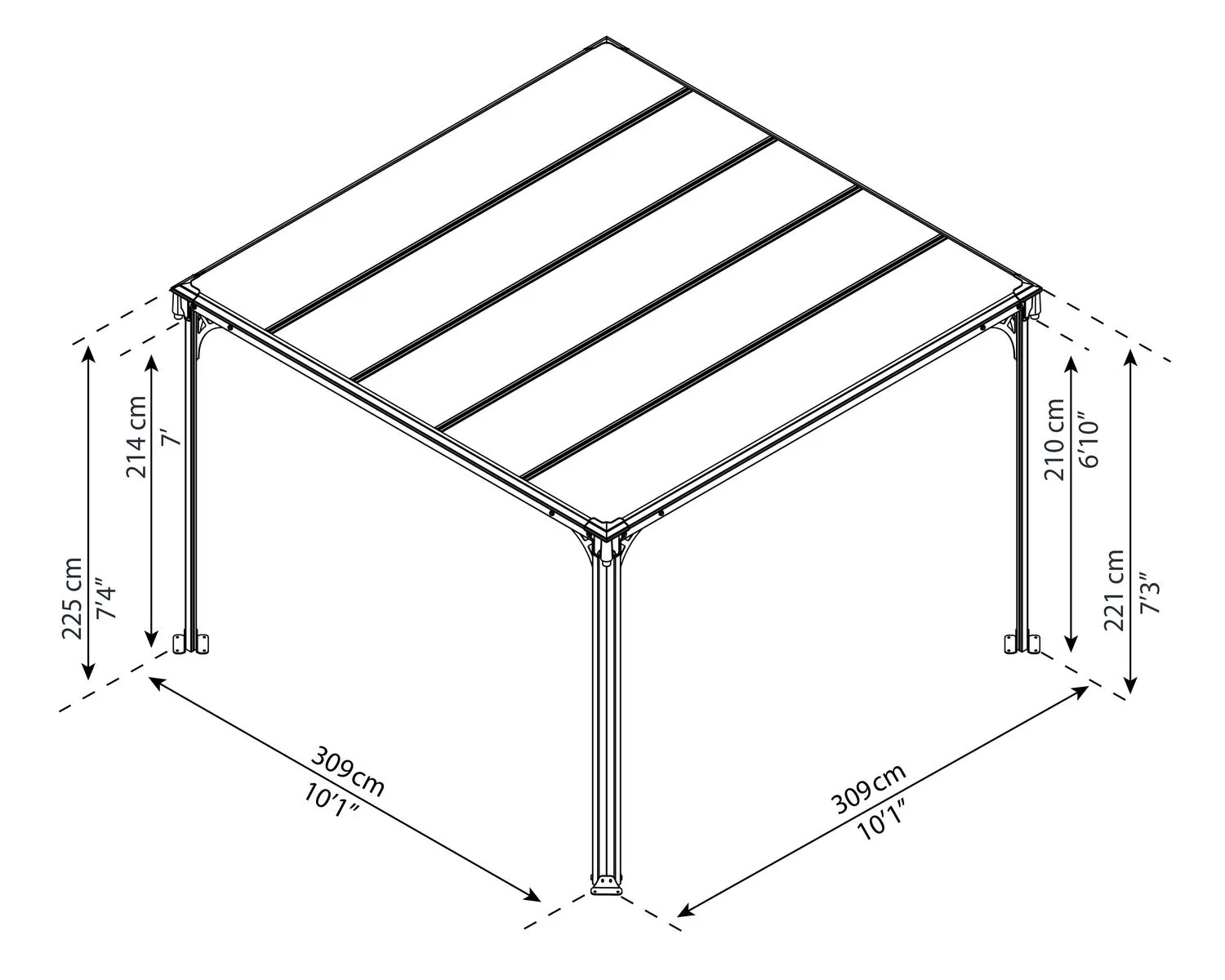 Milano Gazebo 3.1m x 3.1m - Grey Frame With Grey Roof - Image 3