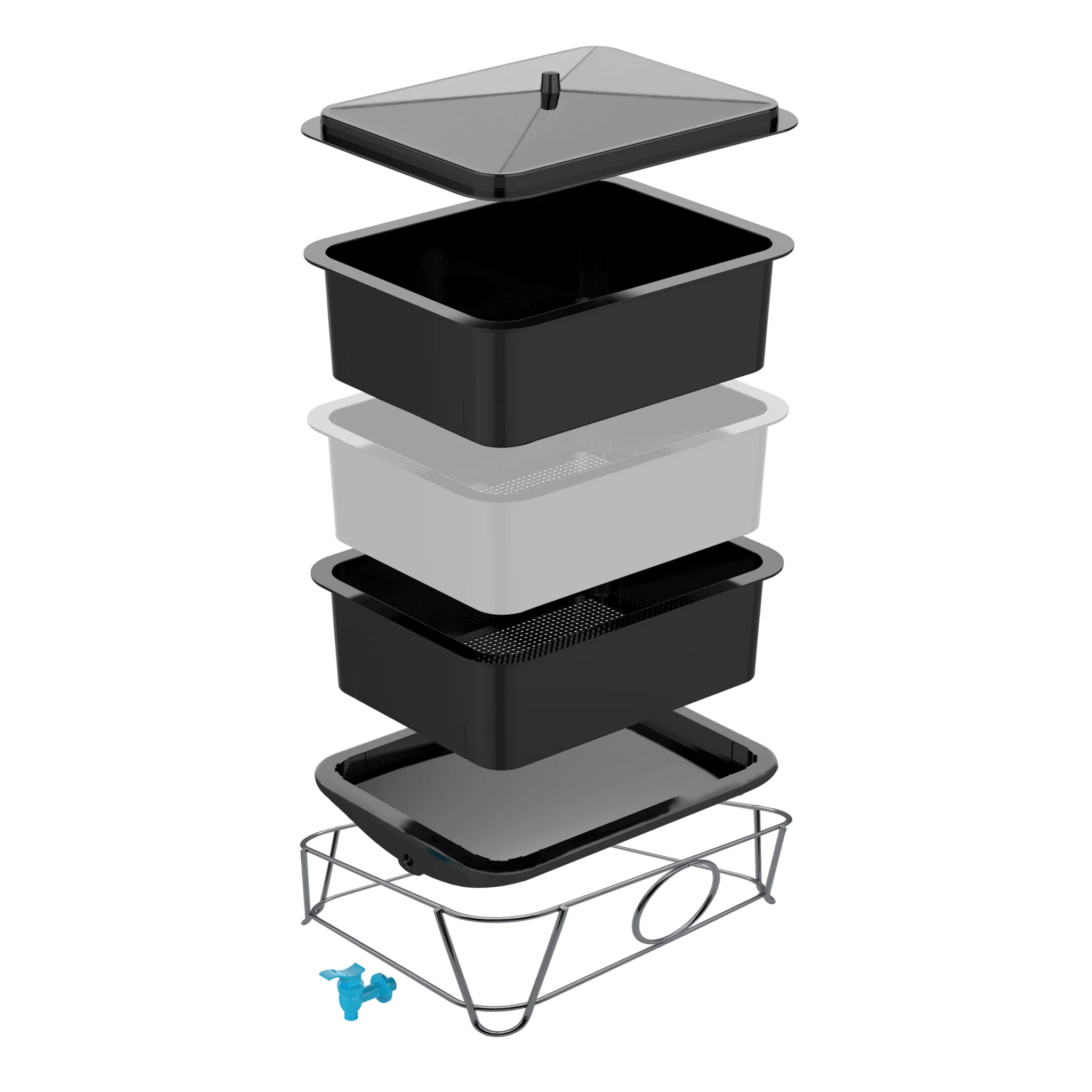 MINI 3 Tier Worm Farm (Black) With 500 worms - Image 2