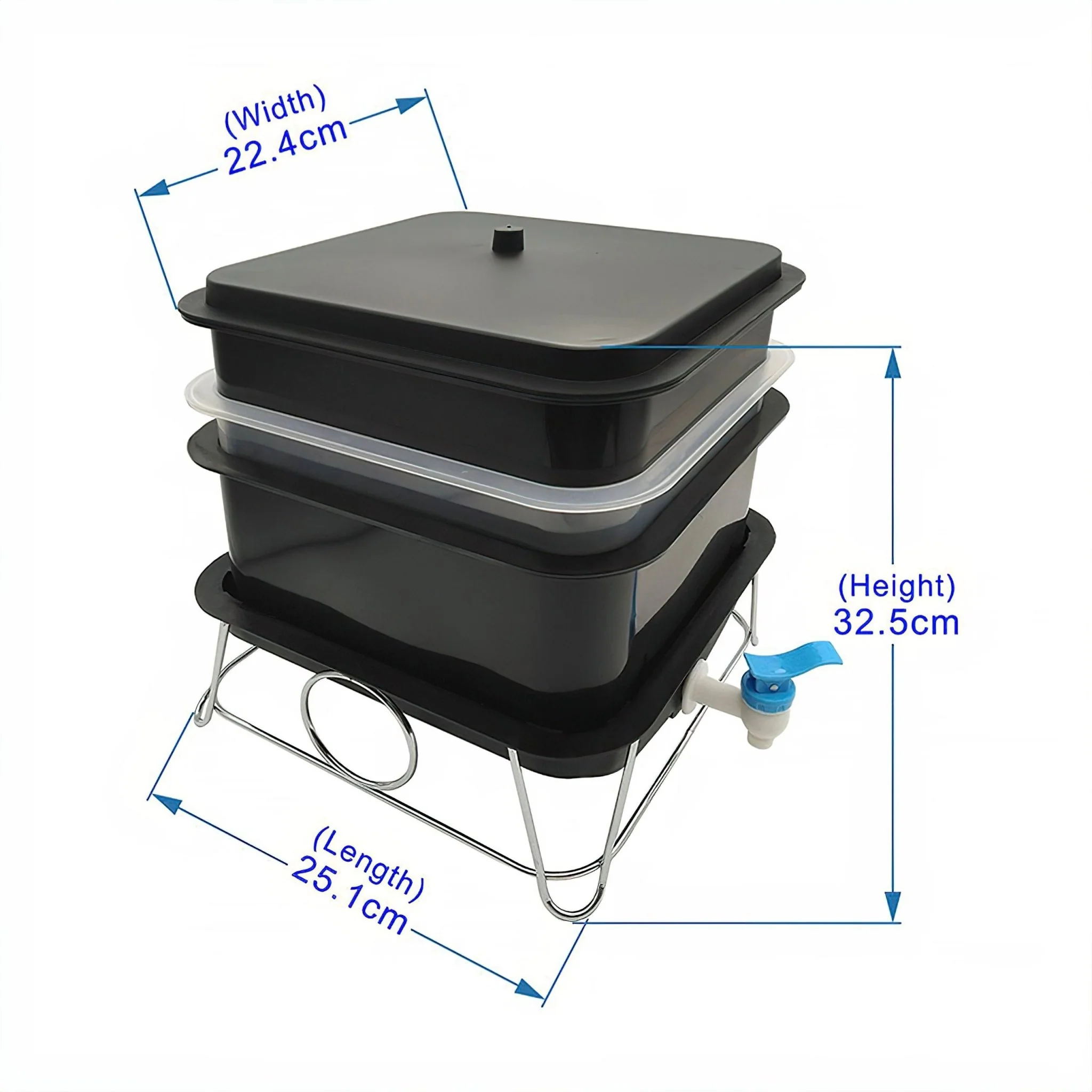 MINI 3 Tier Worm Farm (Black) With 500 worms - Image 5