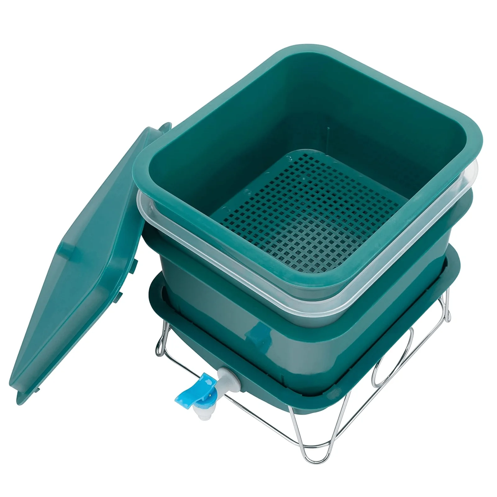 MINI 3 Tier Worm Farm (Teal) With 500 worms - Image 3
