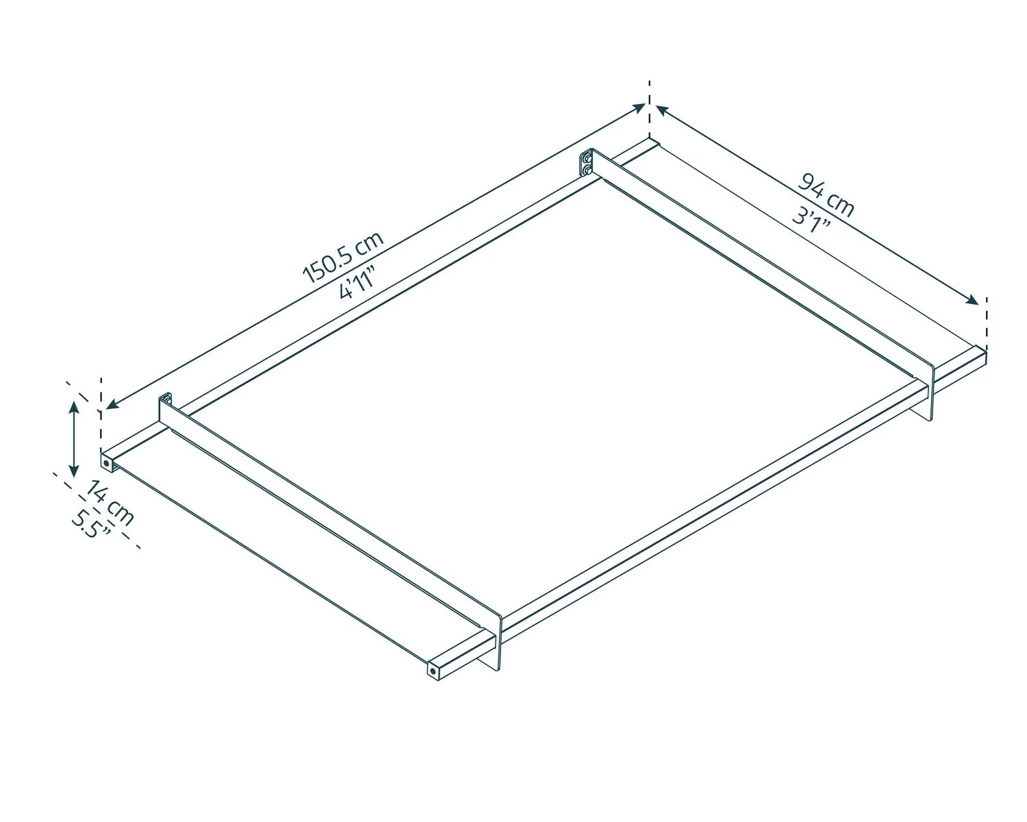 Nancy Door Awning 1.5m x 0.9m - Grey Frame With Clear Panel - Image 5