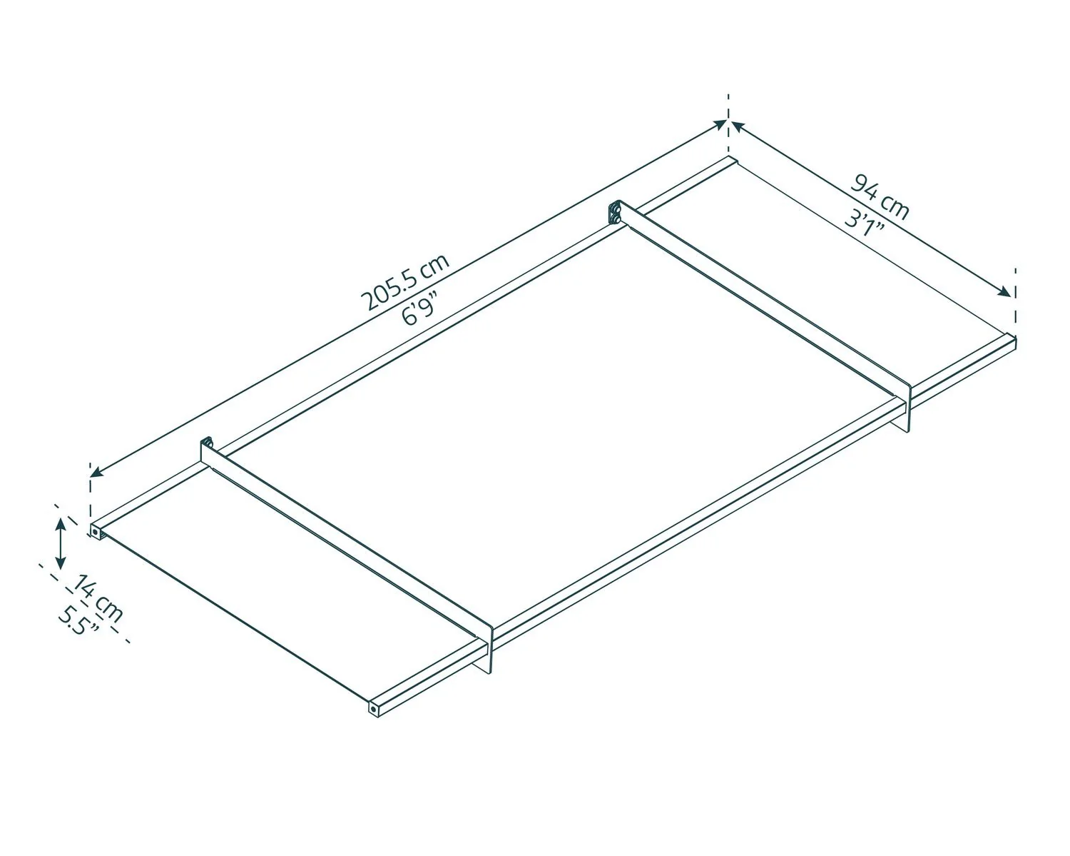 Nancy Door Awning 2.1m x 0.9m - Grey Frame With Clear Panel - Image 4