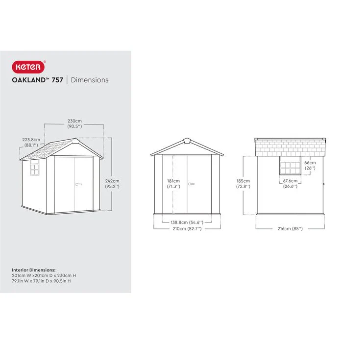 Keter Oakland Garden Shed 757 (2.3 x 2.2m) - Image 14