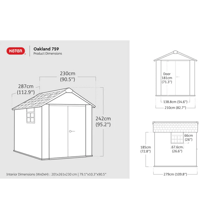 Keter Oakland Garden Shed 759 (2.3 x 2.9m) - Image 17