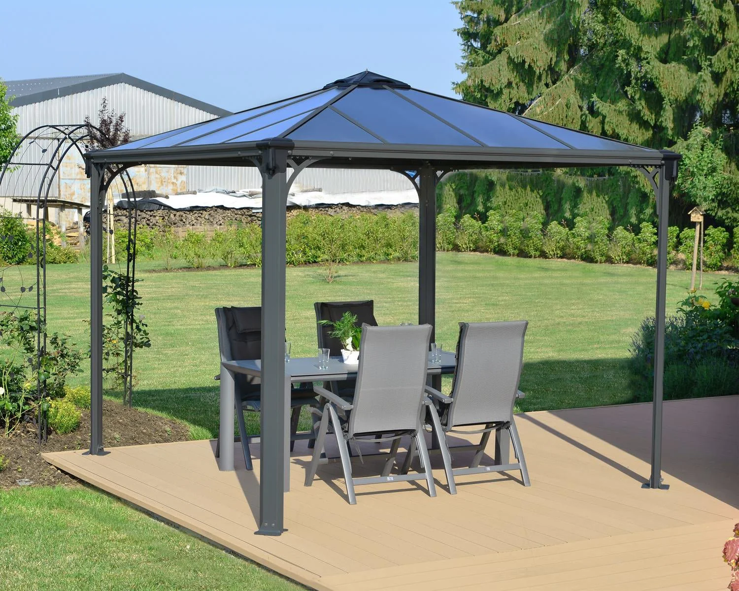 Palermo Gazebo 3m x 3m - Grey Frame With Grey Roof - Image 3
