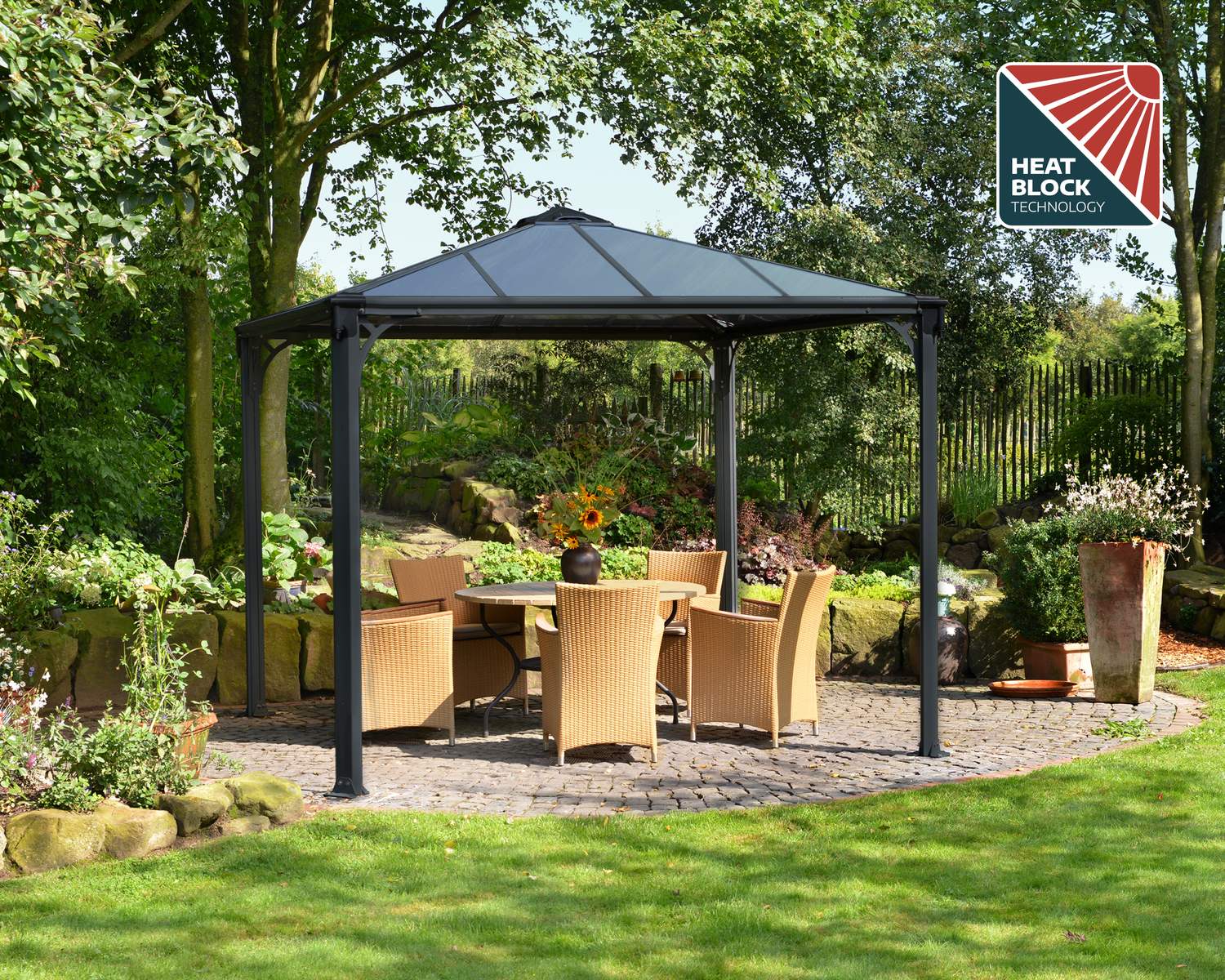 Palermo Gazebo 3m x 3m - Grey Frame With Grey Roof - Image 5