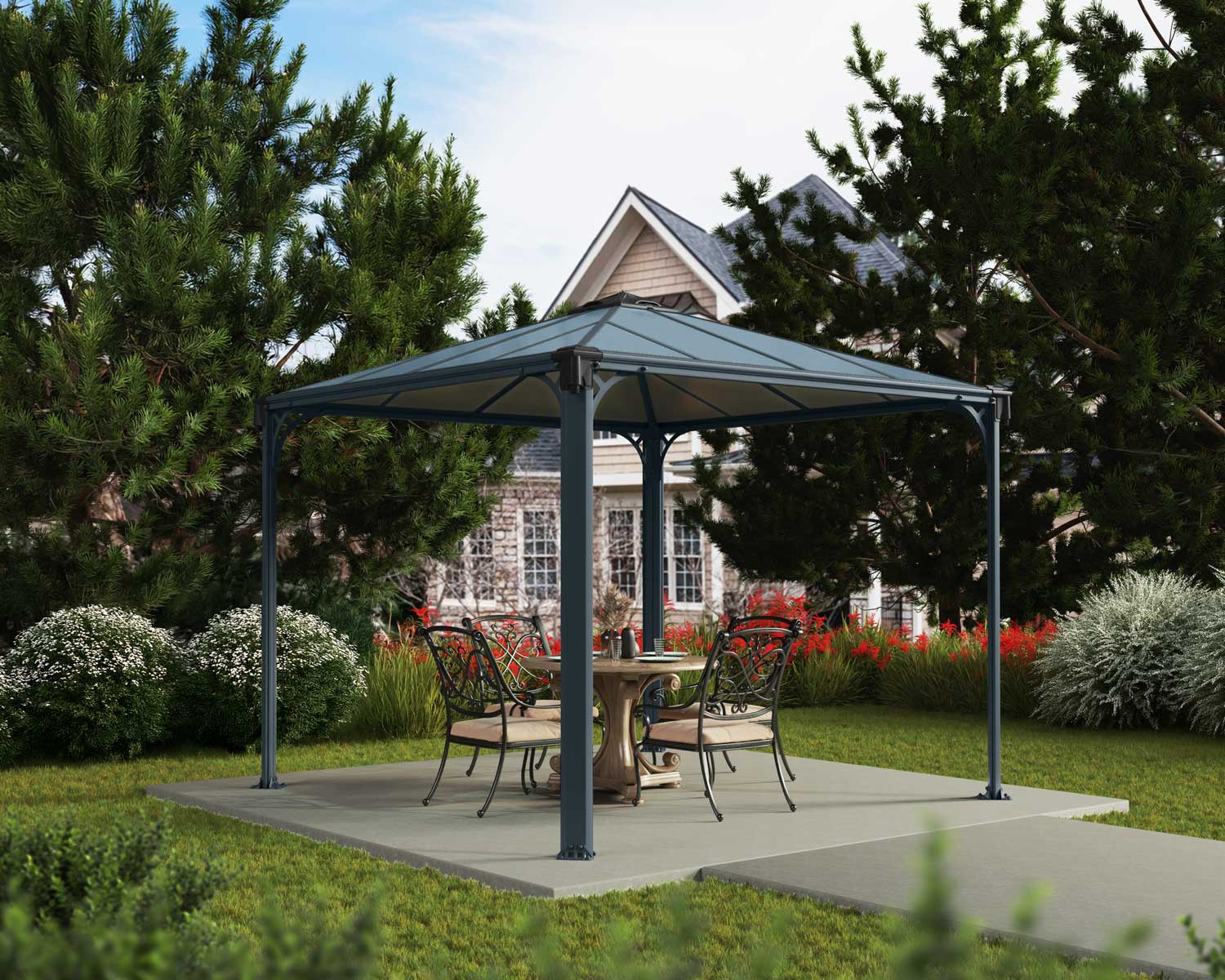 Palermo Gazebo 3m x 3m - Grey Frame With Grey Roof - Image 6